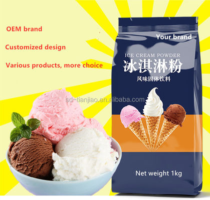 Delicioso sabor a chocolate fruta helado blando mezclado en polvo con 6.1 proteínas